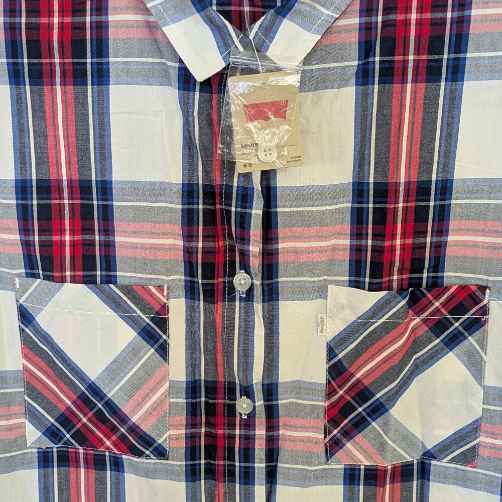 NWT Levi's Sleeveless Plaid Button-Down Shirt 100% Cotton Womens Small - Picture 7 of 9